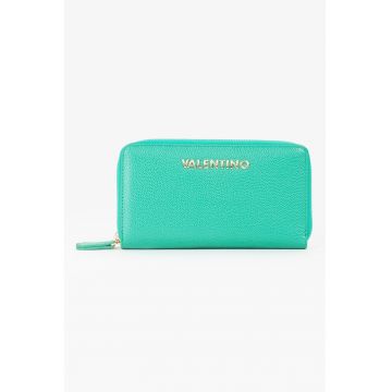 Portofel de piele ecologica cu fermoar Divina - Turcoaz