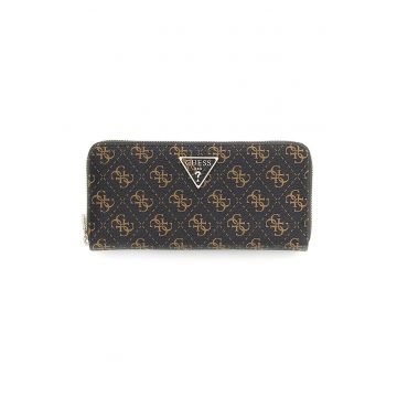 Portofel de piele ecologica cu fermoar Laurel - Negru/Maro