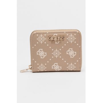 Portofel de piele ecologica cu logo Carrie - Alb/Verde/Roz