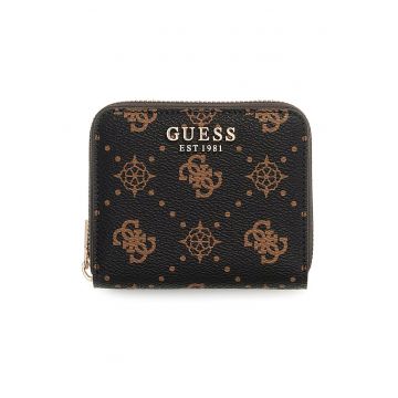 Portofel de piele ecologica cu logo Carrie - Negru/Maro