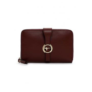 Portofel de piele ecologica cu logo metalic - Visiniu