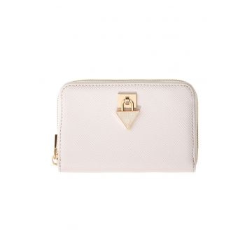 Portofel de piele ecologica cu logo metalic Patsie - Alb fildes