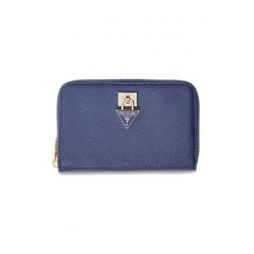 Portofel de piele ecologica cu logo metalic Patsie - Bleumarin