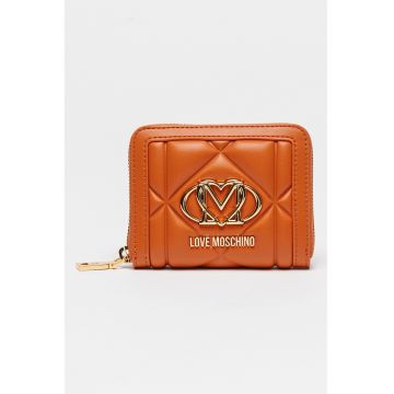 Portofel de piele ecologica cu logo - Portocaliu inchis