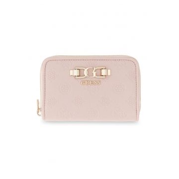Portofel de piele ecologica cu logo si fermoar Anise - Roz deschis