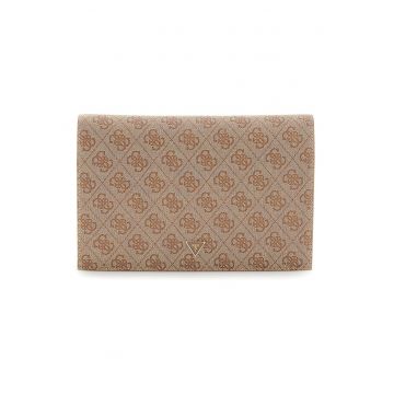 Portofel de piele ecologica cu monograma Orlina - Maro camel