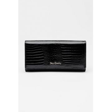 Portofel din piele cu aspect in relief - Negru