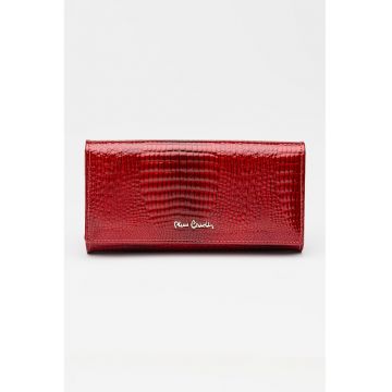 Portofel din piele cu aspect in relief - Rosu inchis