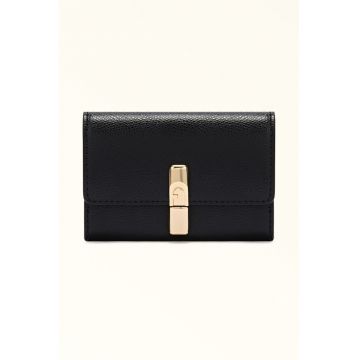 Portofel din piele cu clapa - Negru