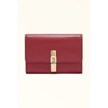 Portofel din piele cu clapa - Rosu inchis