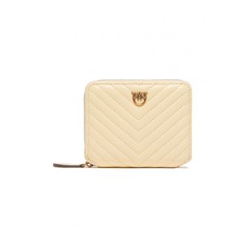 Portofel din piele cu fermoar Taylor - Bej deschis