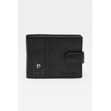 Portofel din piele cu inchidere cu capsa - Negru