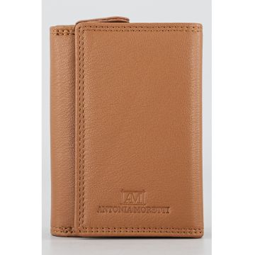 Portofel din piele cu logo - Caramel