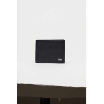 Portofel din piele cu logo Crosstown - Bleumarin