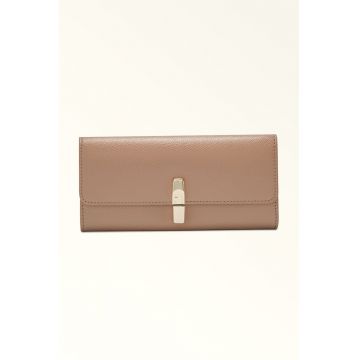 Portofel din piele cu logo - Maro taupe