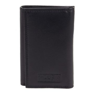 Portofel din piele cu logo - Negru