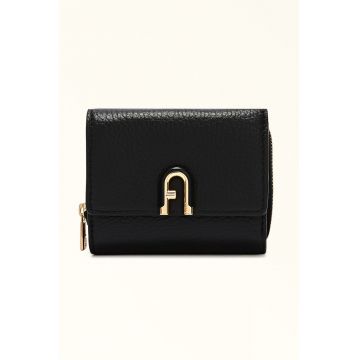 Portofel din piele cu logo - Negru