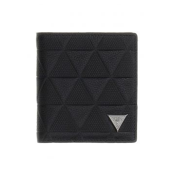Portofel din piele cu model geometric Torino - Negru