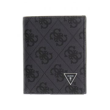 Portofel din piele cu model monograma Milano - Gri inchis