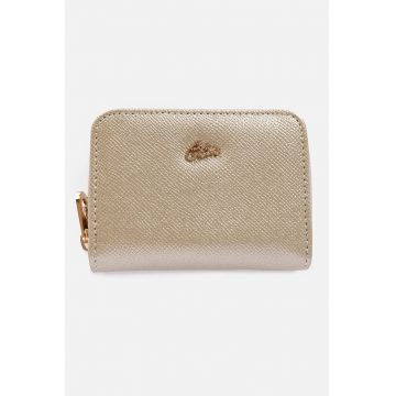 Portofel din piele ecologica cu aspect metalizat - Auriu