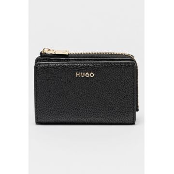 Portofel din piele ecologica cu aspect texturat - Negru