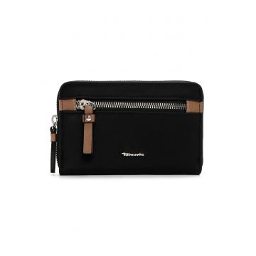 Portofel din piele ecologica cu fermoar frontal - Negru