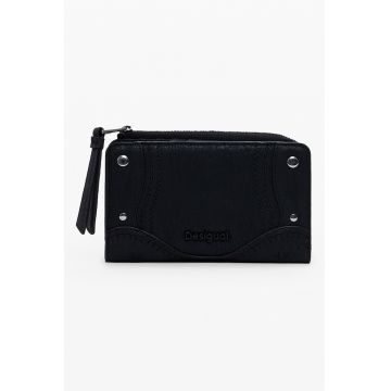Portofel din piele ecologica cu fermoar - Negru