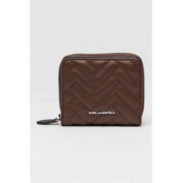 Portofel din piele ecologica cu fermoar si aspect matlasat Brick - Maro