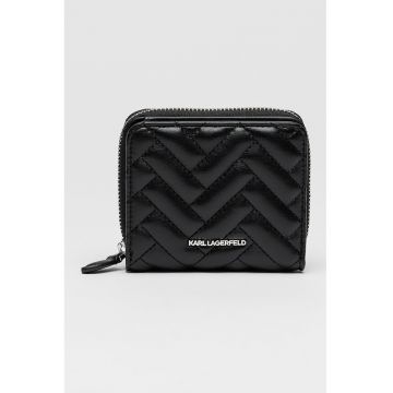 Portofel din piele ecologica cu fermoar si aspect matlasat Brick - Negru