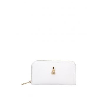 Portofel din piele Zelia Plus - Alb/Auriu