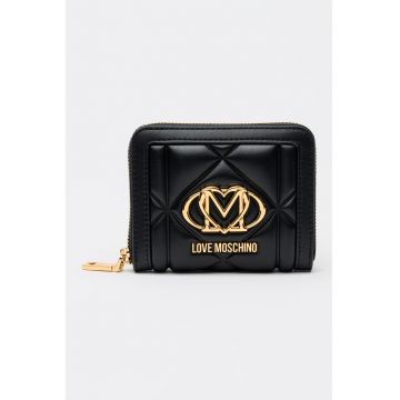 Portofel matlasat cu fermoar - Negru