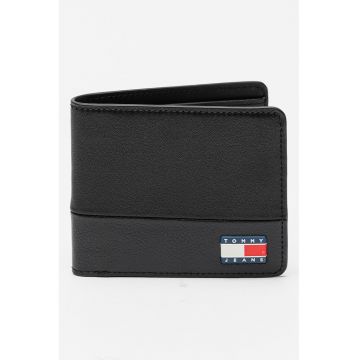 Portofel pliabil cu aplicatie logo Heritage - Negru