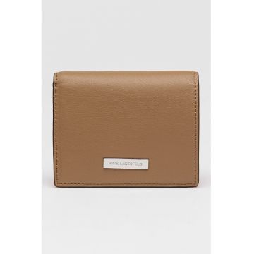 Portofel pliabil cu detaliu logo - Maro pamantiu