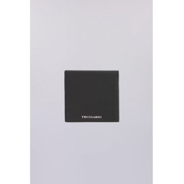 Portofel pliabil cu piele granulata - Negru