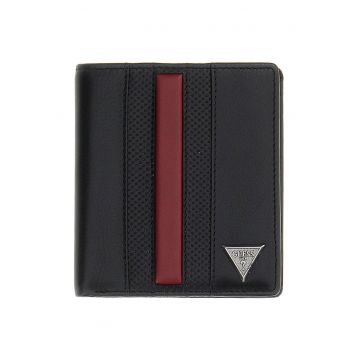 Portofel pliabil din piele cu logo metalic Torino - Gri antracit