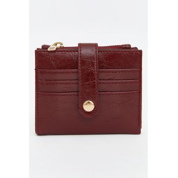Portofel pliabil din piele ecologica - Visiniu