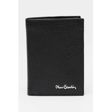 Portofel pliabil si texturat din piele - Negru