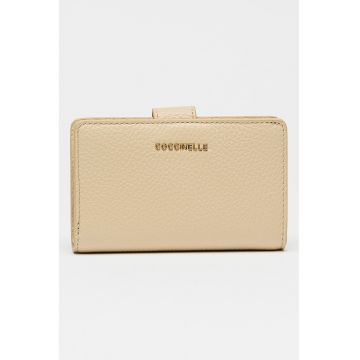 Portofel uni de piele - Maro nisip