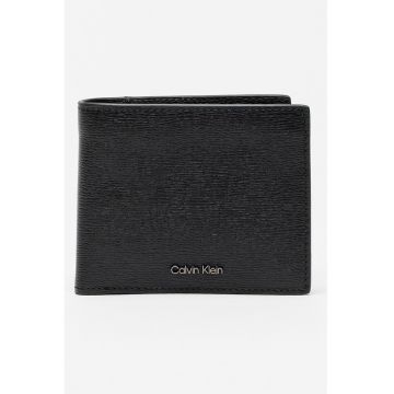 Set de portofel de piele saffiano si portcart - Negru