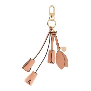 Breloc cu insertii din piele ecologica Ofelia - Roz somon