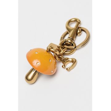 Breloc cu talisman ciuperca - Alb/Galben sofran