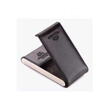 Etui pentru carti de vizita  piele naturala - inchidere cu magnet - negru