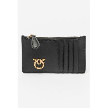 Portcart de piele Airone - Negru/Bronz