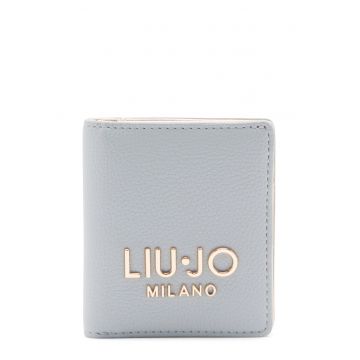 Portcart de piele ecologica cu logo metalic - Albastru deschis