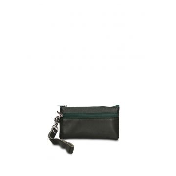 Portmoneu din piele cu bareta detasabila pentru incheietura Seraphina Nova - Verde padure