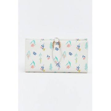 Portodel cu model floral - Albastru pastel/Alb optic