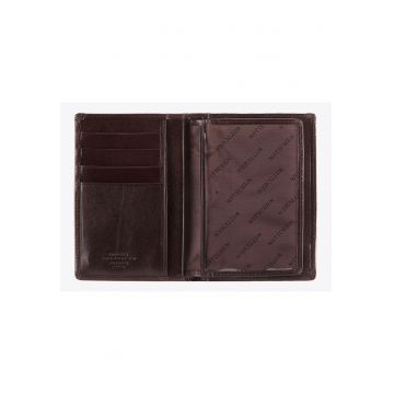 Portofel barbati  Arizona - piele naturala - compartimentat - 10x12cm - maro inchis