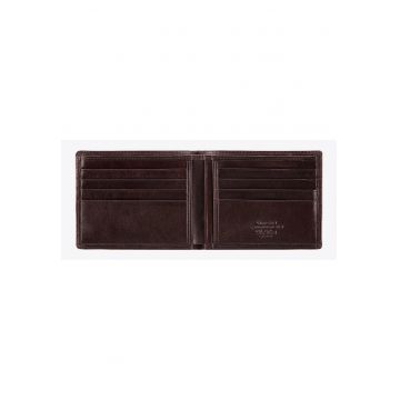 Portofel barbati  Da Vinci - din piele naturala - 2 compartimente pentru bancnote - 8 locuri pentru carduri - 10x12 -5cm - maro
