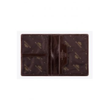 Portofel barbati -  etui documente din piele naturala - 4 compartimente - 12x9 -5cm - maro