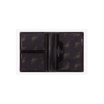 Portofel barbati -  etui documente din piele naturala - 4 compartimente - 12x9 -5cm - negru